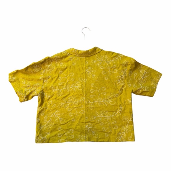 MADEWELL Embroidered Linen-Blend Resort Crop Shirt Medium - Picture 4 of 5